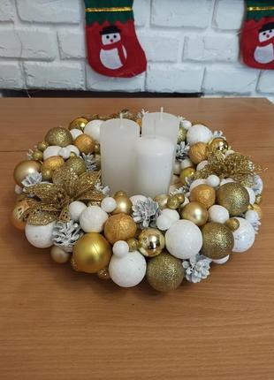 Новорічний різдвяний вінок-підсвічник на стіл