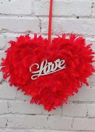 Червоне серце - декор до дня святого валентина на двері, стіну1 фото
