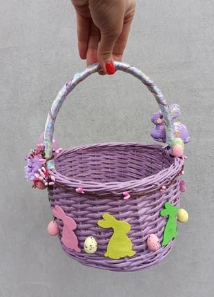 Дитячий пасхальний кошик з зайчиками для дівчаток та хлопчиків8 фото