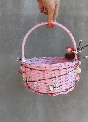 Рожевий дитячий пасхальний кошик для дівчаток2 фото