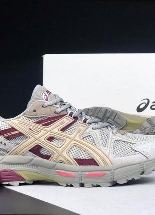 Asics gel-kahana 8 кросівки кеди чоловічі асікс весняні літні демісезонні низькі сірі з бордовим шкіра шкіряні сітка легкі9 фото