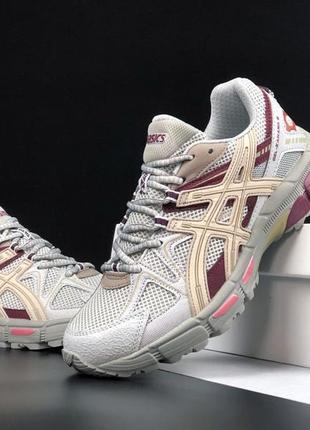 Asics gel-kahana 8 кроссовки мужские акс весенние летние демисезонные низкие серые с бордовым кожа кожа кожаные сетка легкие6 фото