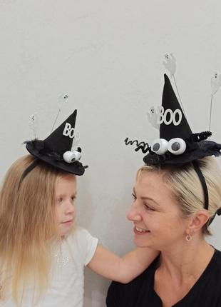 Черный шляпка с привидениями на обруче к хеллоуину (хэллоуину)2 фото