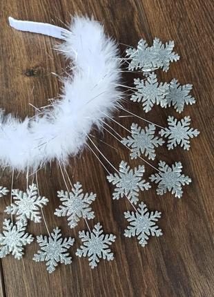 Обруч новорічний зі сніжинками для дівчаток. корона снігуроньки, снігової королеви, сніжинки4 фото