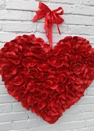 Декор до дня святого валентина. червоне декоративне серце 80 см5 фото