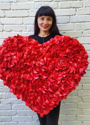 Декор до дня святого валентина. червоне декоративне серце 80 см10 фото
