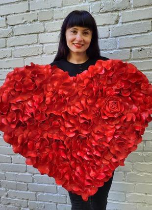 Декор до дня святого валентина. червоне декоративне серце 80 см9 фото