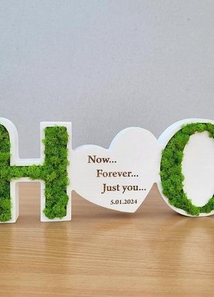 Ініціали молодят з моху ❤️ іменний подарунок з датою весілля
