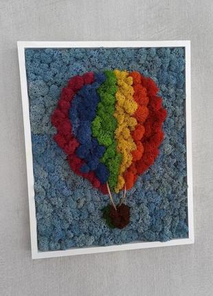 Картина з моху повітряна куля. подарунок дитині. декор в дитячу кімнату4 фото