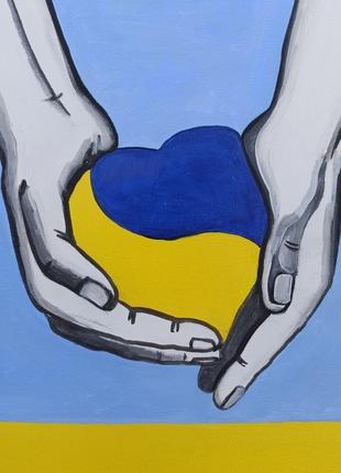 Патриотическая картина: патриотический подарок. картина в сине-желтых цветах флага украины.4 фото