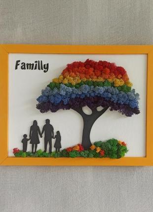 Картина "сімейне дерево", "дерево життя" з моху2 фото