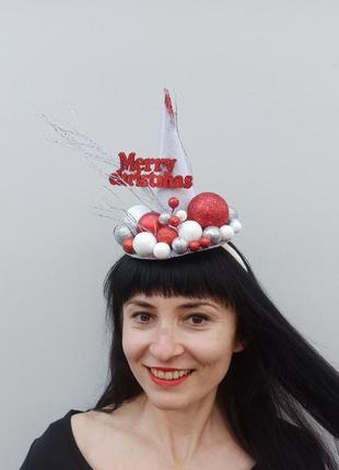 Новорічний капелюшок на обручі, новорічний обруч для дорослих