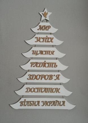 Новогодняя елка на стену с пожеланиями. патриотический новогодний декор для заведений и домов