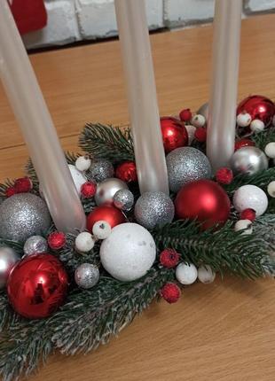 Новорічна, різдвяна композиція зі свічками на стіл8 фото