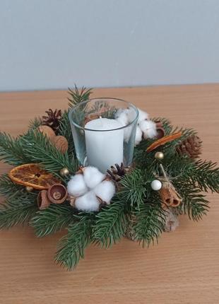 Рождественская свеча. рождественский подсвечник на одну свечу на стол4 фото