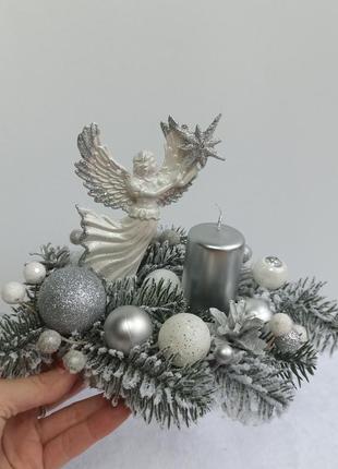 Рождественская свеча. рождественская композиция с ангелом и свечей4 фото