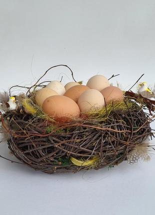 Пасхальна композиція  у формі гнізда для яєць. пасхальна тарілка. пасхальний декор6 фото