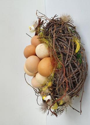 Пасхальна композиція  у формі гнізда для яєць. пасхальна тарілка. пасхальний декор10 фото