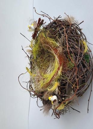 Пасхальна композиція  у формі гнізда для яєць. пасхальна тарілка. пасхальний декор9 фото