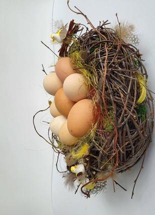 Пасхальна композиція  у формі гнізда для яєць. пасхальна тарілка. пасхальний декор7 фото