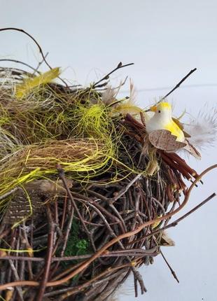 Пасхальна композиція  у формі гнізда для яєць. пасхальна тарілка. пасхальний декор3 фото