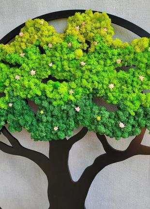 Кругле панно дерево життя на стіну з моху від 40 см з підсвіткою чи без8 фото