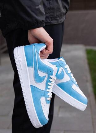 Стильные кроссовки в стиле nike air force white blue6 фото