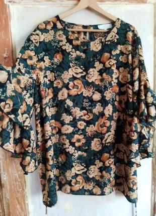 Шикарная блузка в цветочный принт, plus size, 58-60, англия