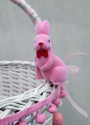 Білий дитячий пасхальний кошик для дівчаток з рожевим зайчиком7 фото