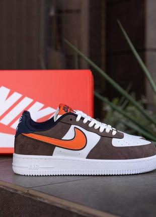 Стильные кроссовки в стиле nike air force brown white orange4 фото