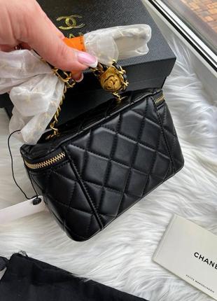 Кожаная черная сумка люкс класса chanel premium сумочка шкіра5 фото