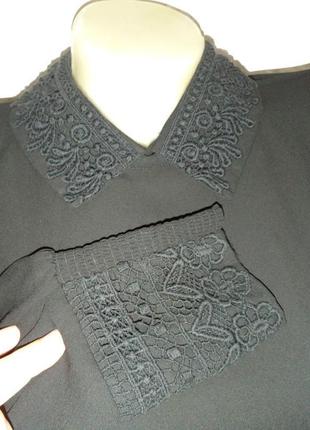 Черная блуза кружево подкладка прозрачная спинка