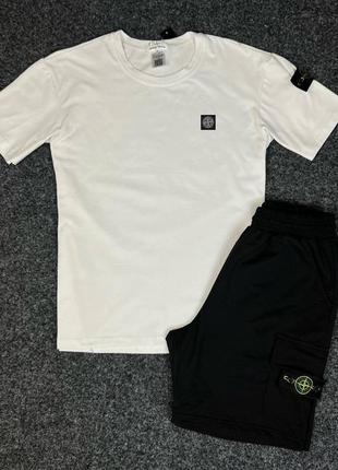 Мужской летний костюм шорты + футболка stone island