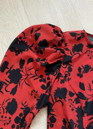 Роскошная блуза красно черного цвета лежка блуза с пышным рукавом р.2 фото