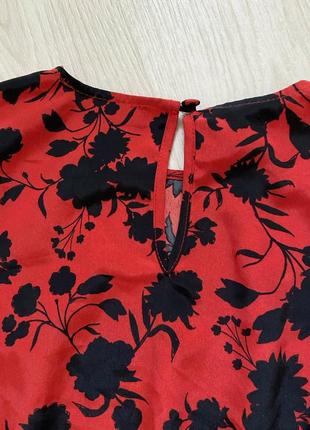 Розкішна блуза червоно чорного кольору легенька блуза  з пишним рукавом р.6 фото