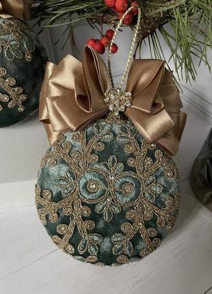 Новорічні прикраси «vintage green» 3 шт