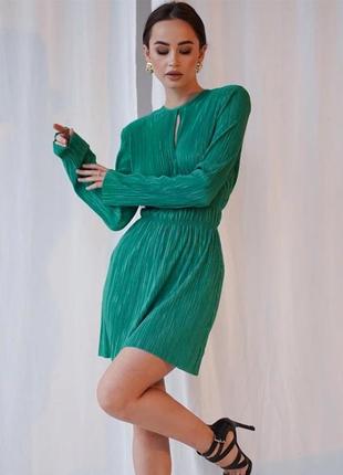 Стильне плаття в смарагдовому кольорі3 фото