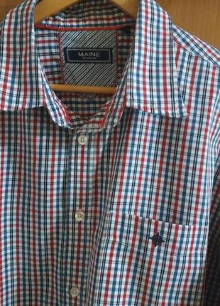 Шикарная рубашка maine new england, размер xl, в красно - сине - белую полоску1 фото