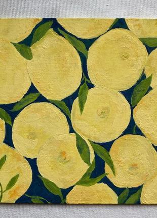 🎨живопис гуаш - «лимони», двп, полотно 20*20