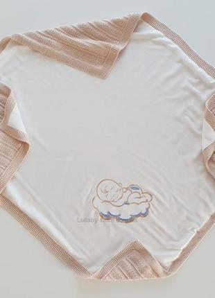 Плед с вышивкой "немодель", коса, бежевый, на выписку, на крестообразие