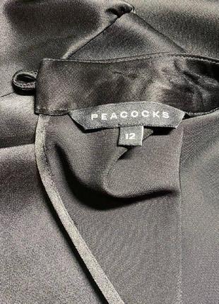 Черная сатиновая рубашка блуза размер 40 peacocks5 фото