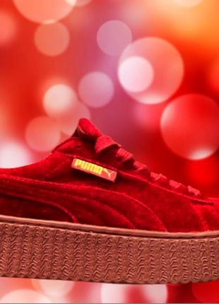 Топ ❤️ кросівки puma 361005 01 36(22.5см.) rihanna cherry bordo велюр пума ріханна бордові вишневі