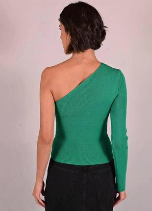 Женская кофточка с одним рукавом, оверсайз, зеленая2 фото