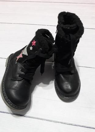 Высокие ботинки сапоги на молнии звездочки зима3 фото