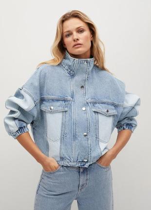 Mango oversize куртка из плотного джинса6 фото