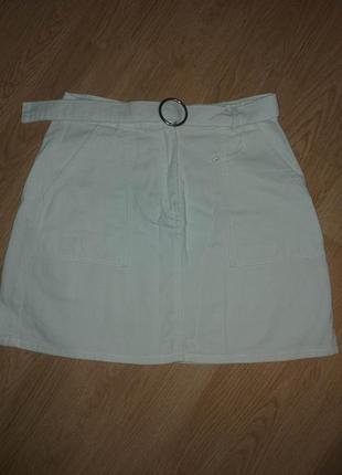 Джинсовая белая юбочка на размер m/l1 фото