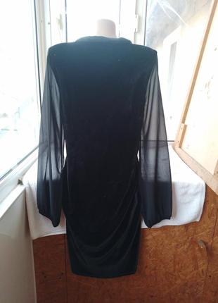 Брендовое велюровое бархатное нарядное платье миди вечернее6 фото