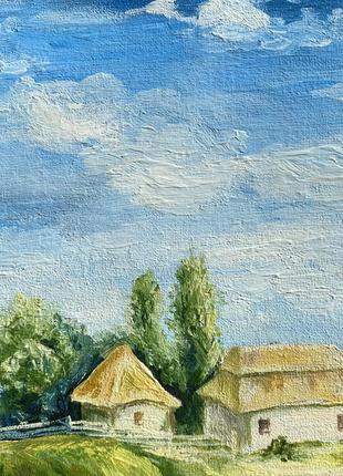Картина маслом хутор у реки украина грунтованный картон 30 на 404 фото