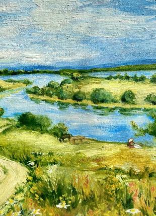 Картина маслом хутор у реки украина грунтованный картон 30 на 402 фото