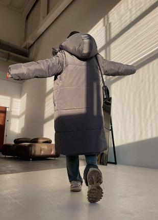 Жіноча зимова курточка, на кнопках та блискавці, подовжена, графiт8 фото